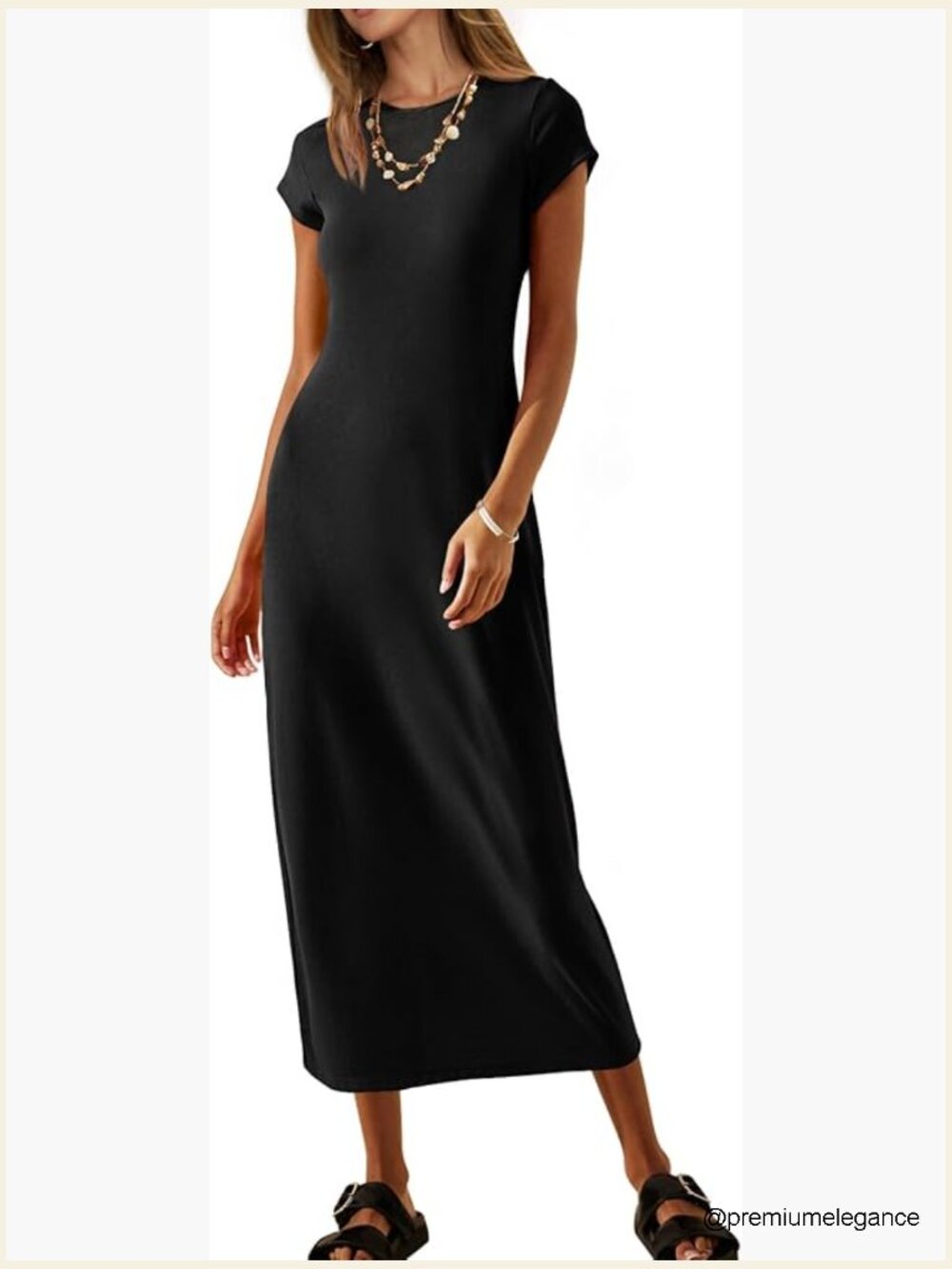 Summer Casual Tshirt Dress Short Sleeve Crew Neck Maxi Beach Dress